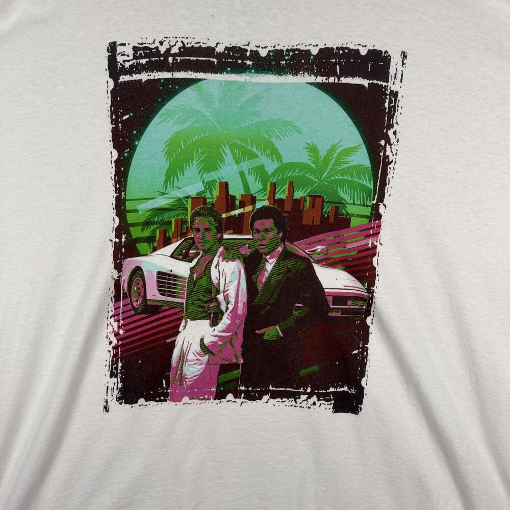 Miami Vice Delta Pro Weight Shirt Mens 5XL White Retro 80s Neon Graphic Tee